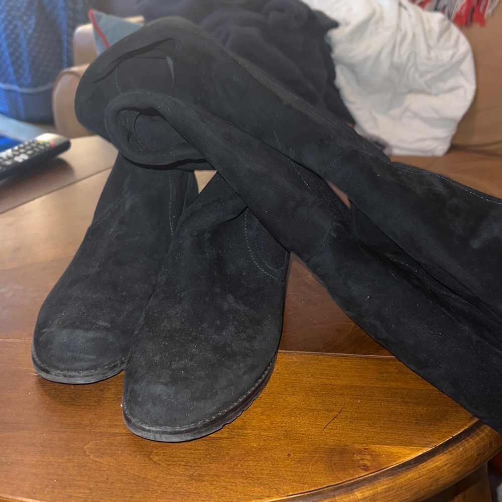 Stuart Weiztman Over the Knee Black Suede Langdon 9.5 Boots